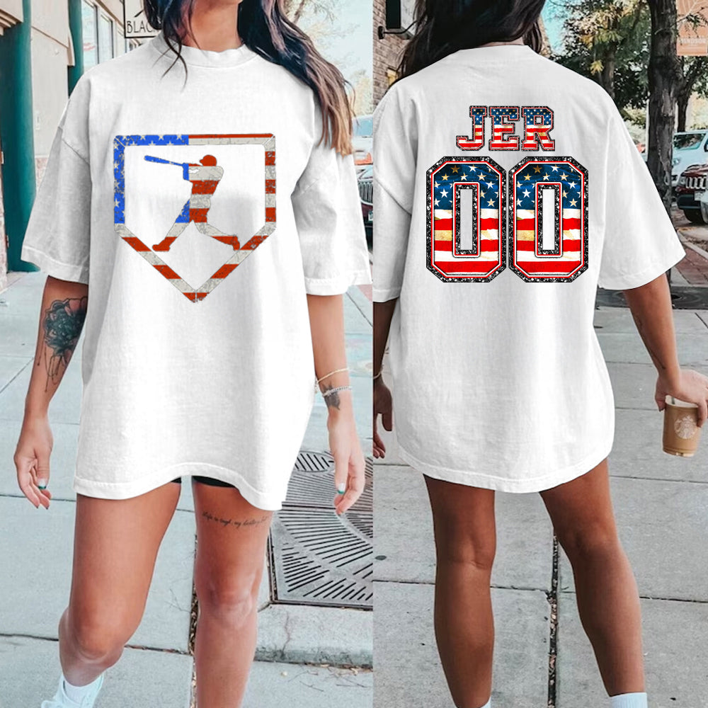 Custom American Flag Baseball Player Shirt, Patriotic Baseball Shirt, Game Day Shirt