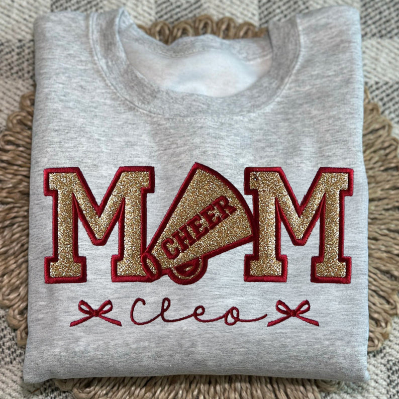 Personalize Embroidered Cheer Mom Sweatshirt/Custom Sparkly Senior Team Shirt