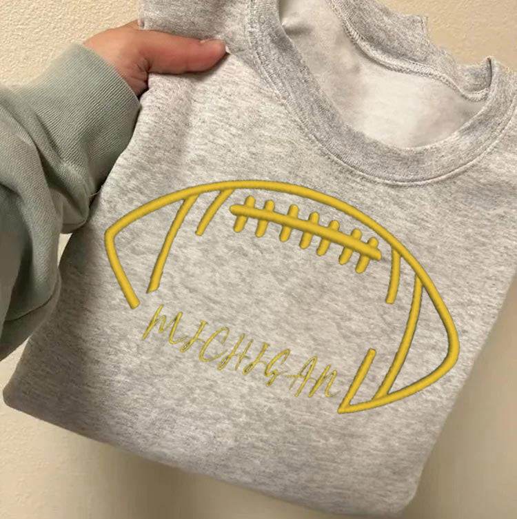 Embroidered Michigan Go blue Game Day Shirt, Embroidered Touchdown Football Shirt Sweatshirt