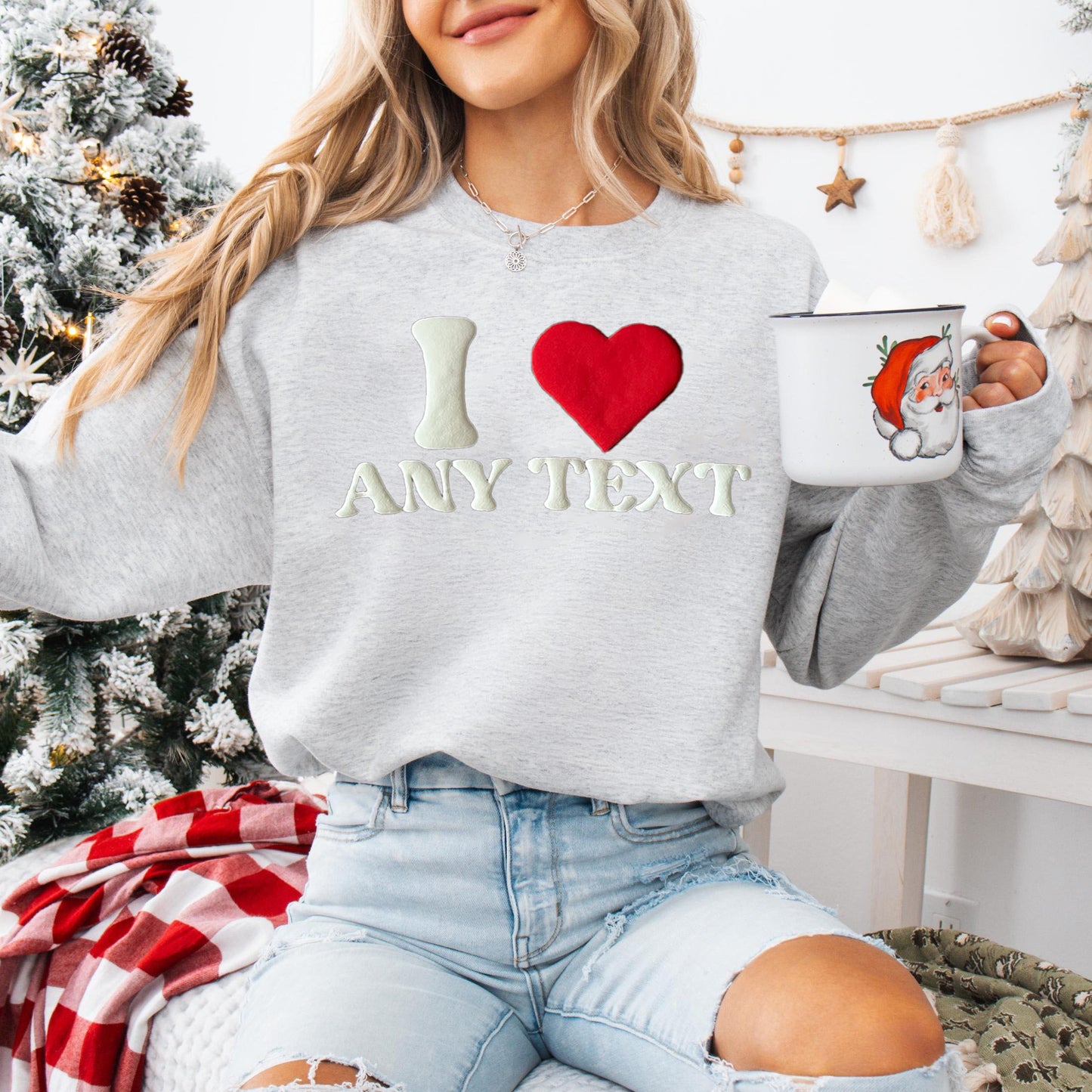 Custom 3D PUFF Embossed Valentine's Day gift,Love Sweatshirt