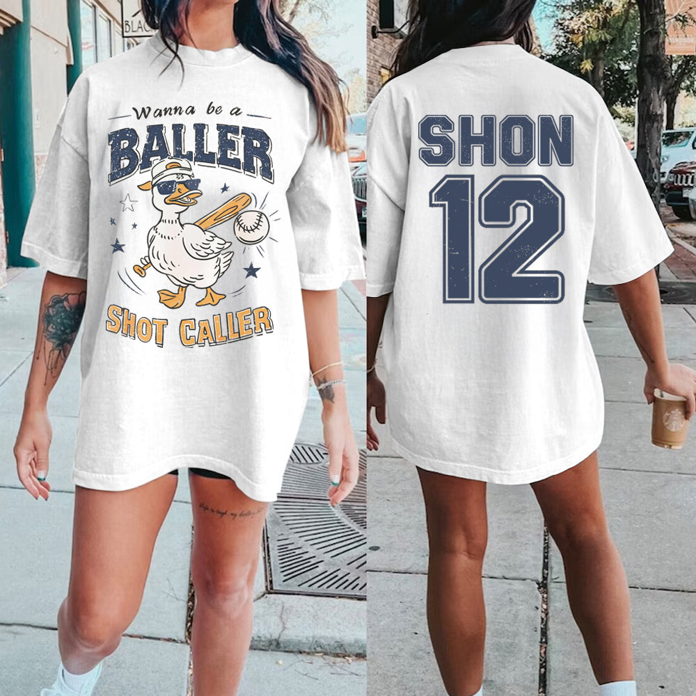 Custom Wanna Be A Baller Shot Caller T-Shirt/Retro Baseball Shirt