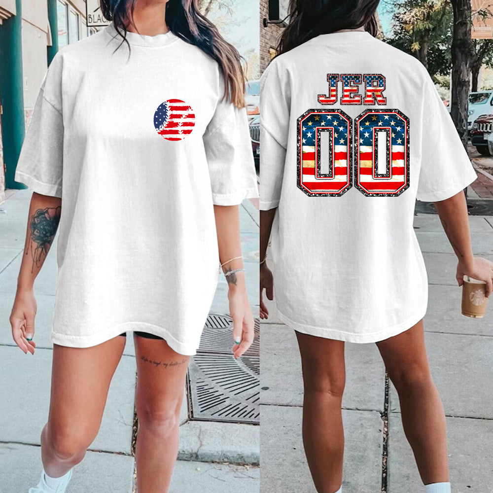 Custom American Flag Baseball Shirt, Number tees, Patriotic Baseball Shirt 4th of July Shirt