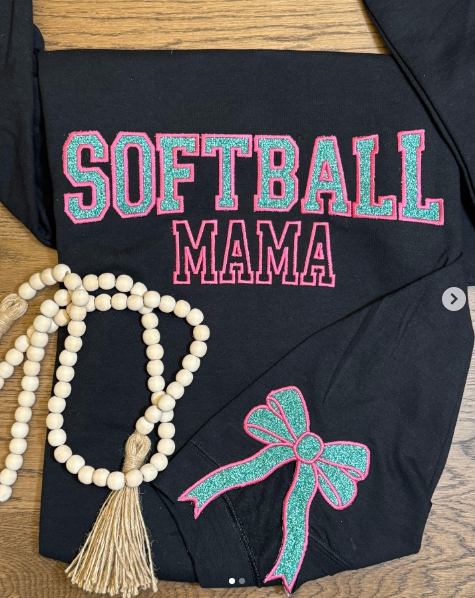 Custom Bow Glitter Embroidery Sweatshirt/Family Sweatshirt