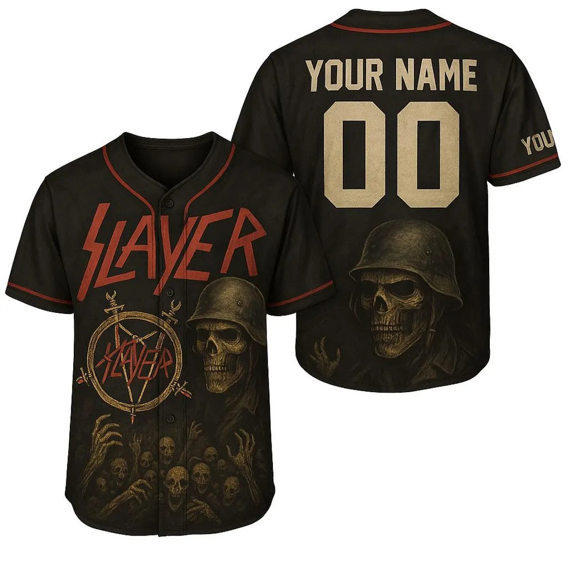 Custom Slayer Baseball Jersey - 3D Skull Heavy Metal Shirt - Personalized Rock Band Gift