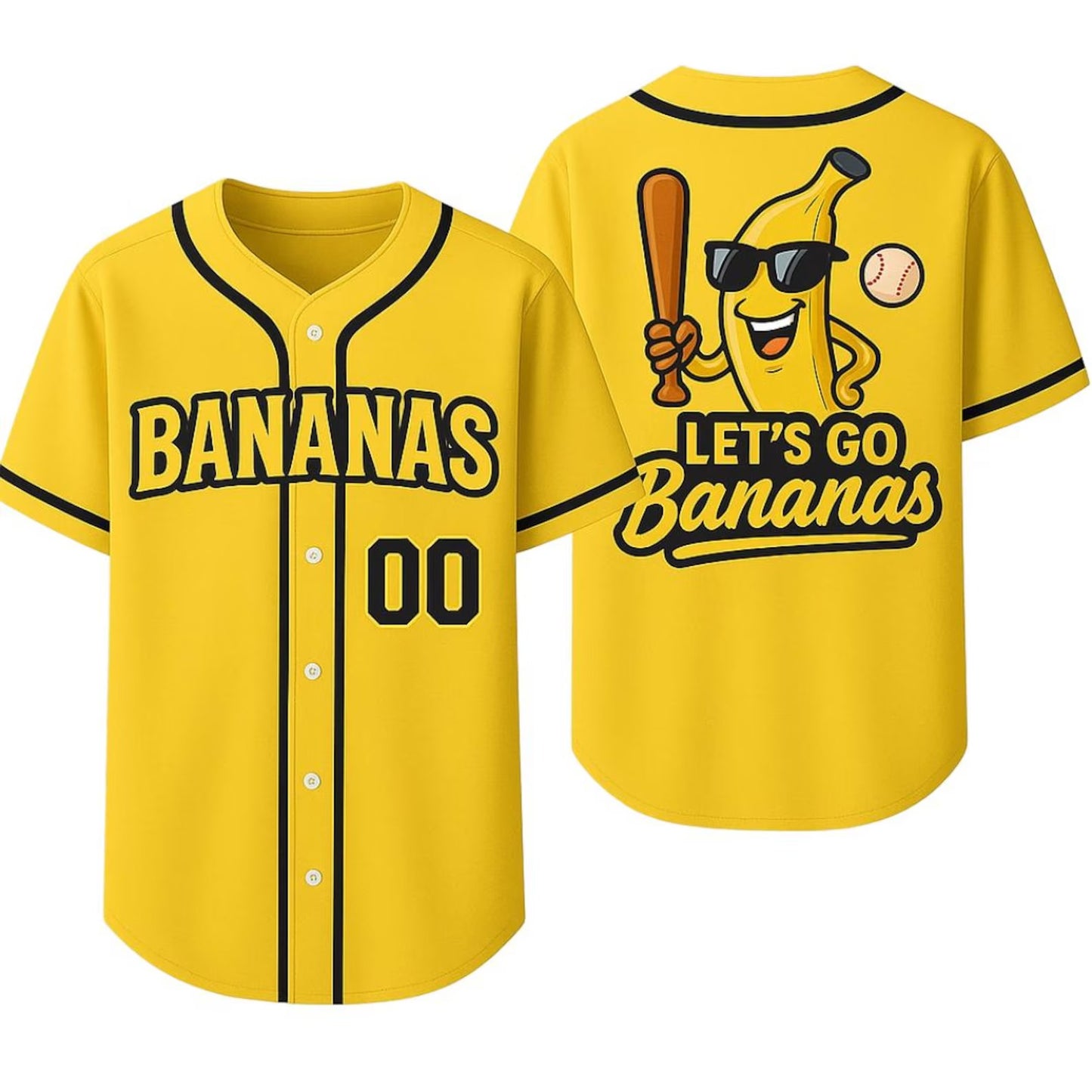 Funny Banana Baseball Jersey, Let's Go Bananas Shirt for Baseball Fans