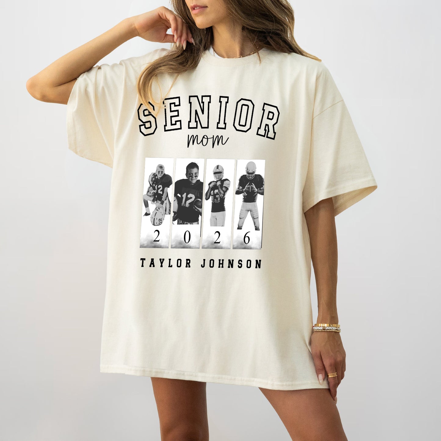Custom senior football mama shirt, custom photo mom tee, senior night mom shirt