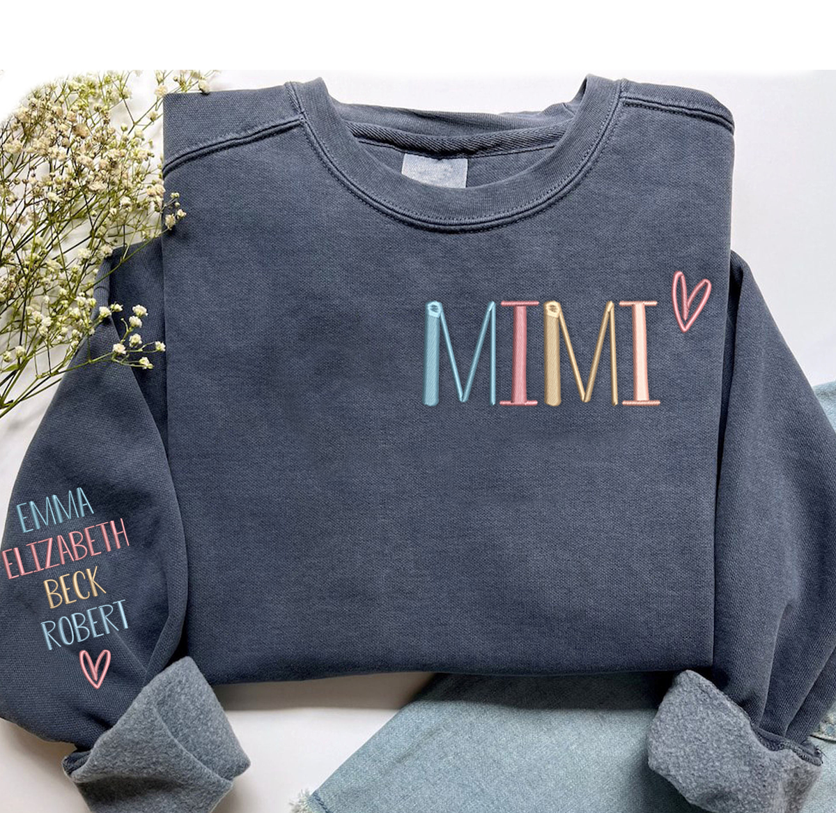 Custom Embroidered Grandma Valentine Day Sweatshirt