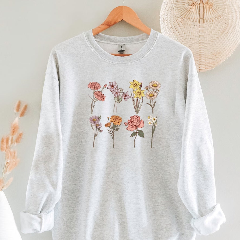 Custom Birth Month Sweatshirt Birth Flower Sweater, Birth Flower Shirt, Grandma's Garden, Personalized Mom Gift Grandma Mother's Day Gift