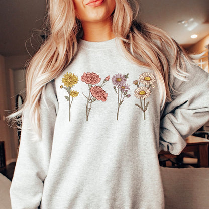 Custom Birth Month Sweatshirt Birth Flower Sweater, Birth Flower Shirt, Grandma's Garden, Personalized Mom Gift Grandma Mother's Day Gift