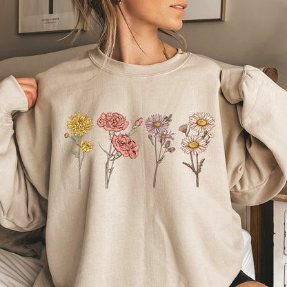 Custom Birth Month Sweatshirt Birth Flower Sweater, Birth Flower Shirt, Grandma's Garden, Personalized Mom Gift Grandma Mother's Day Gift