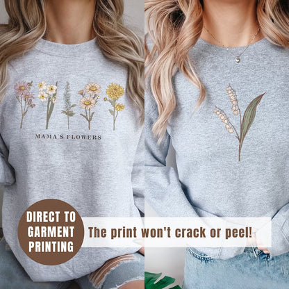 Custom Birth Month Sweatshirt Birth Flower Sweater, Birth Flower Shirt, Grandma's Garden, Personalized Mom Gift Grandma Mother's Day Gift