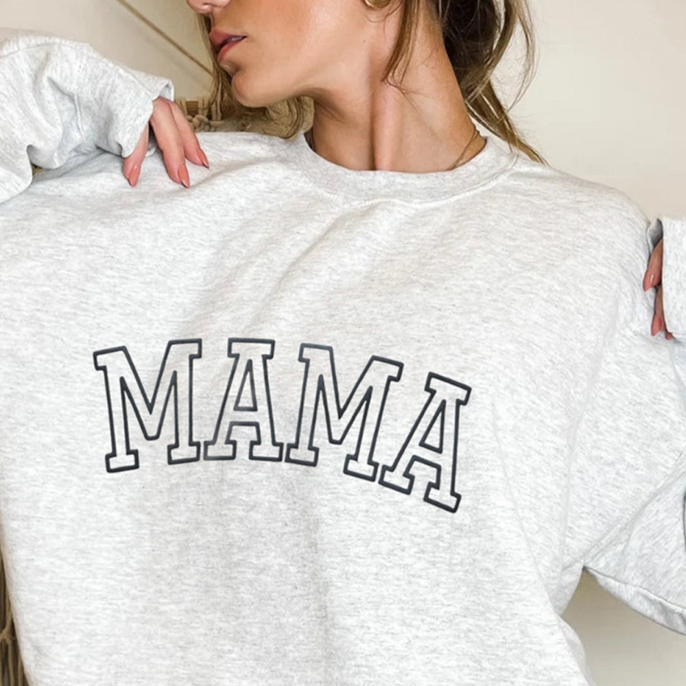 Personalized Mama Sweatshirt with Kid Names on Sleeve, Mothers Day Gift, Birthday Gift for Mom, New Mom Gift, Minimalist Cool Mom Sweater