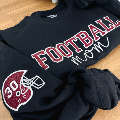 Personalized Glitter Embroidered Football/Volleyball/Baseball/Basketball Mom Sweatshirt