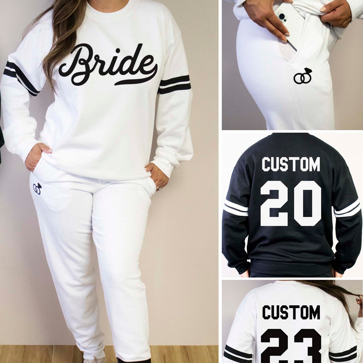 CUSTOM Bride and Groom Sweatshirts & Joggers Bridal Gift, Bride sweatshirt