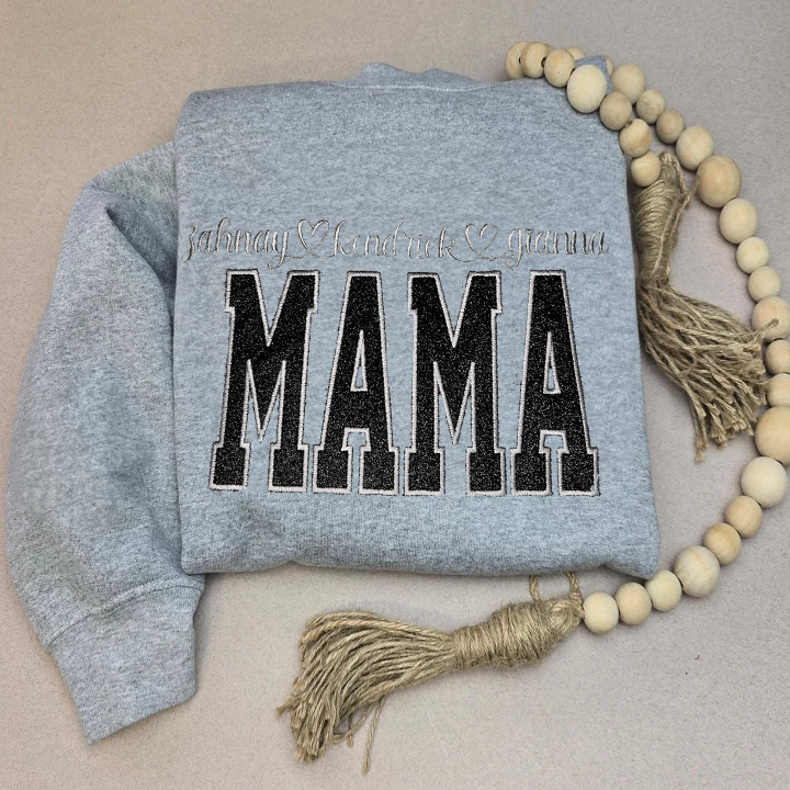 Personalize Embroidered Glitter MAMA Sweatshirt