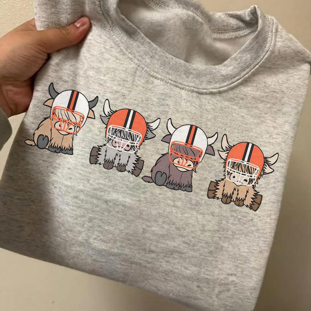 Custom Highland Cow College Football Sweatshirt