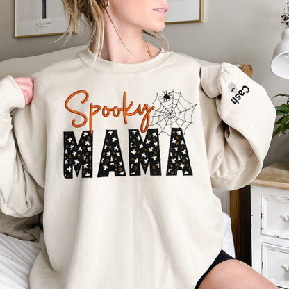 Spooky MAMA shirt for Halloween, Embroidered halloween shirt