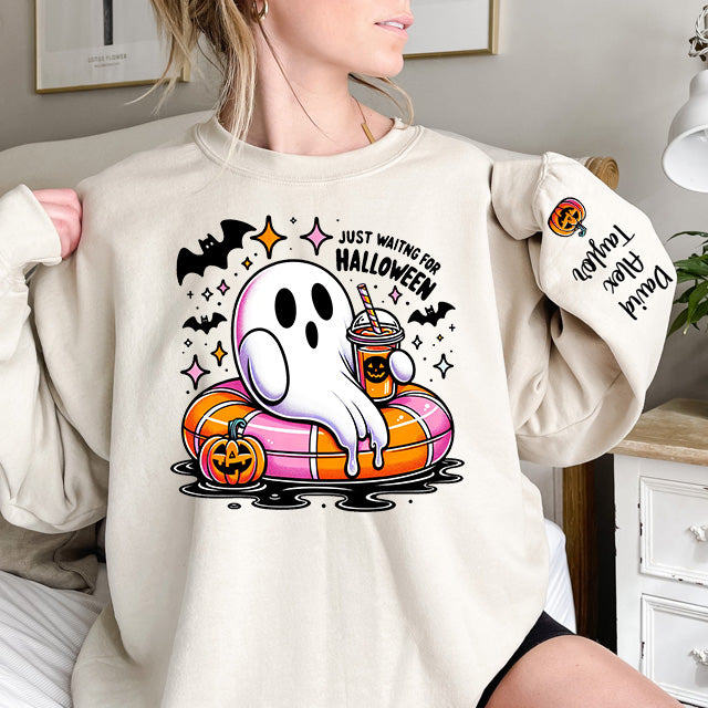 Custom Family Just Waiting For Halloween Print Sweatshirt