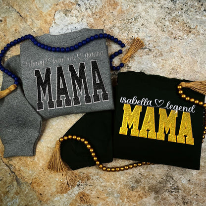 Personalize Embroidered Glitter MAMA Sweatshirt