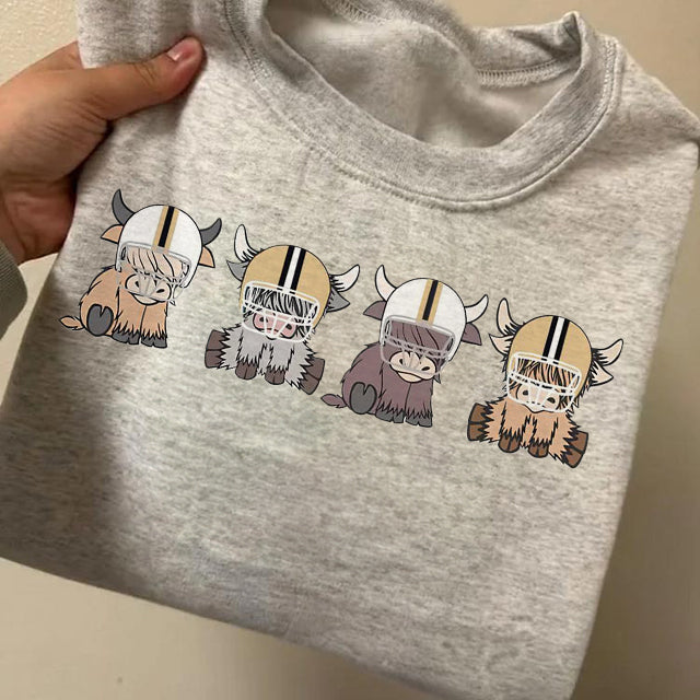 Custom Highland Cow College Football Sweatshirt