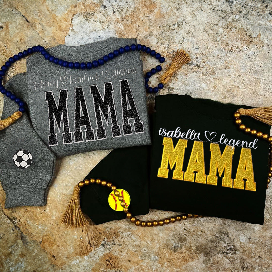 Personalize Embroidered Glitter MAMA Sweatshirt