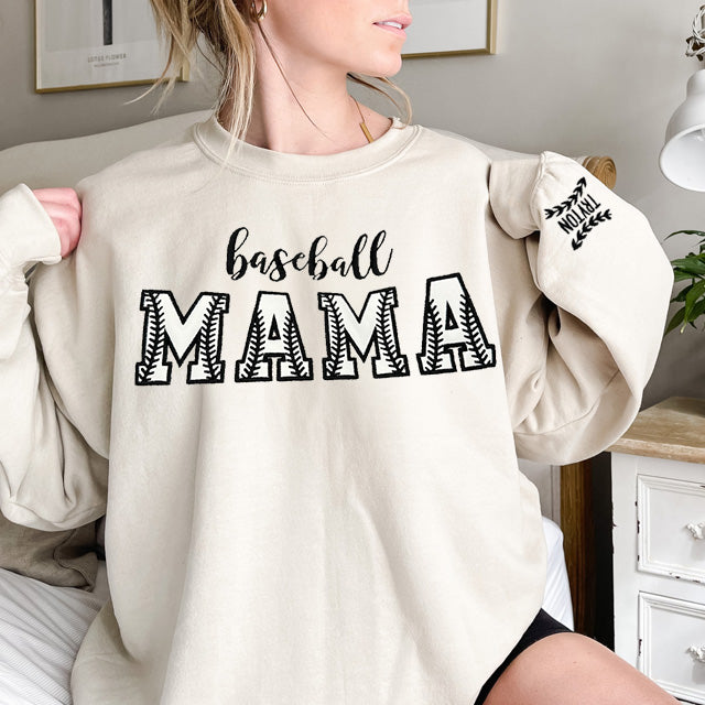 Custom Embroidery baseball Mama Sweatshirt