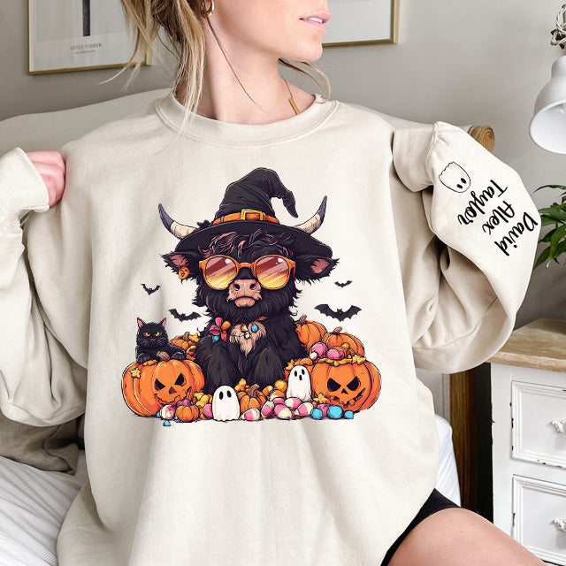 Custom Family Halloween Ghost Cows Print Sweatshirt