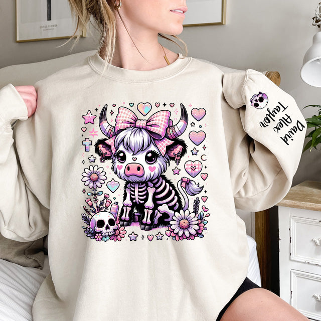 Custom Family Coquette Halloween Highland Cow, Spooky Coquette Print Shirt