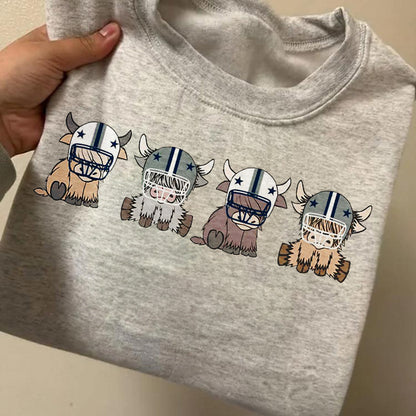 Custom Highland Cow College Football Sweatshirt