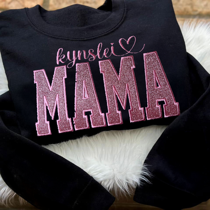 Personalize Embroidered Glitter MAMA Sweatshirt