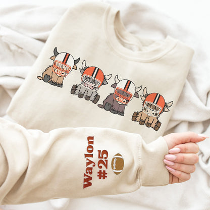 Custom Highland Cow College Football Sweatshirt