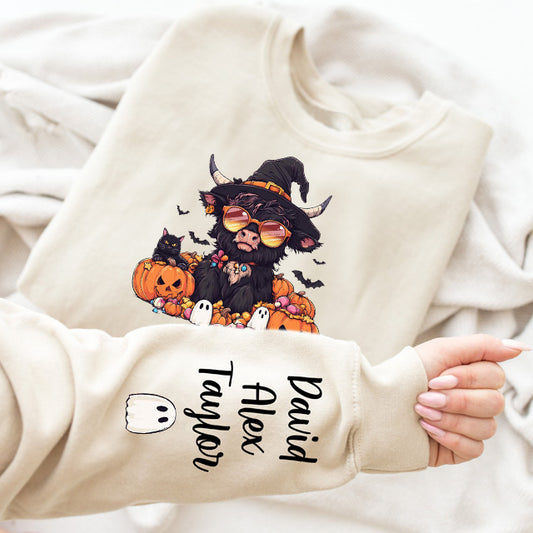 Custom Family Halloween Ghost Cows Print Sweatshirt