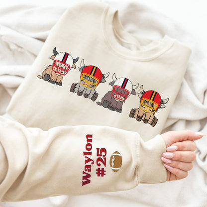 Custom Highland Cow College Football Sweatshirt