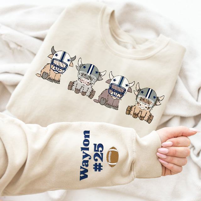 Custom Highland Cow College Football Sweatshirt