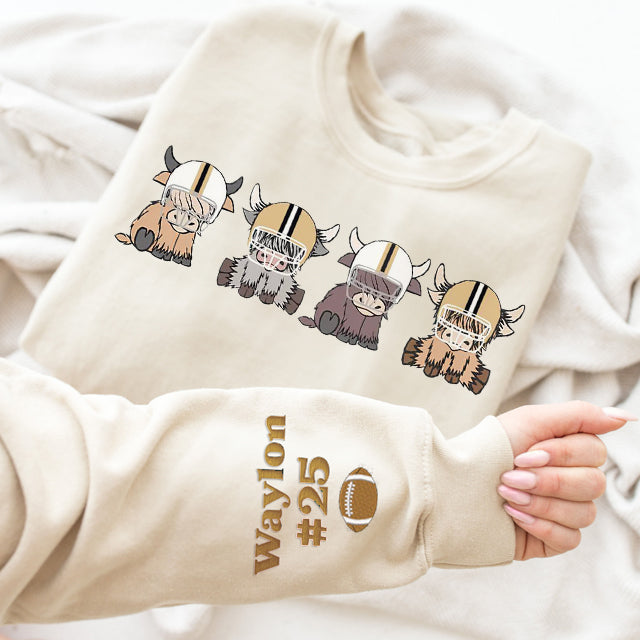 Custom Highland Cow College Football Sweatshirt