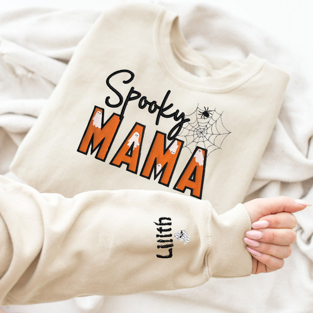 Spooky MAMA shirt for Halloween, Embroidered halloween Sweatshirt