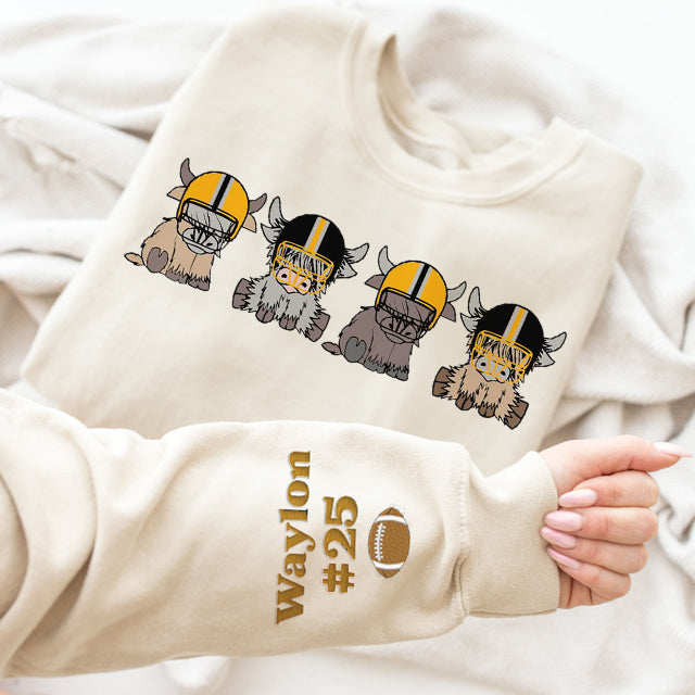 Custom Highland Cow College Football Sweatshirt