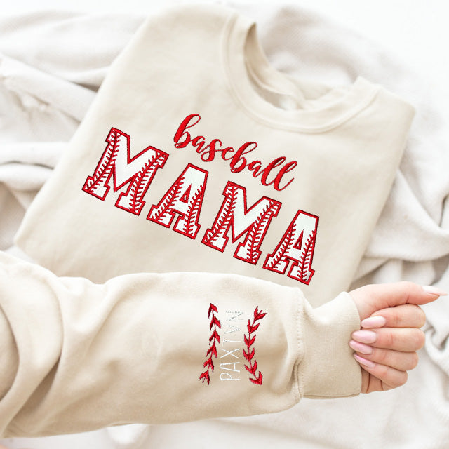 Custom Embroidery baseball Mama Sweatshirt