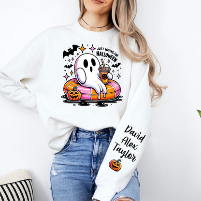 Custom Family Just Waiting For Halloween Print Sweatshirt