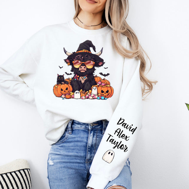 Custom Family Halloween Ghost Cows Print Sweatshirt