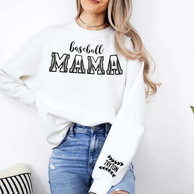 Custom Embroidery baseball Mama Sweatshirt