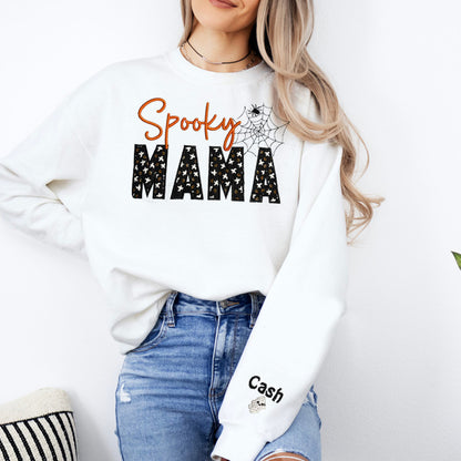 Spooky MAMA shirt for Halloween, Embroidered halloween shirt