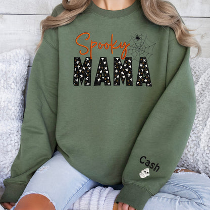 Spooky MAMA shirt for Halloween, Embroidered halloween shirt