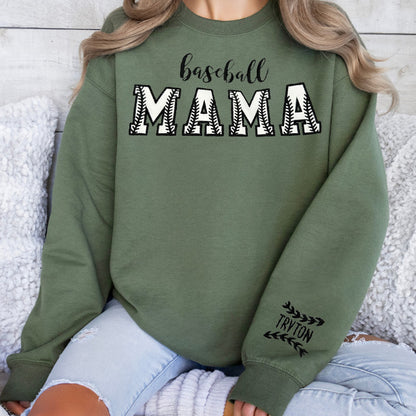 Custom Embroidery baseball Mama Sweatshirt