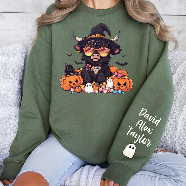 Custom Family Halloween Ghost Cows Print Sweatshirt