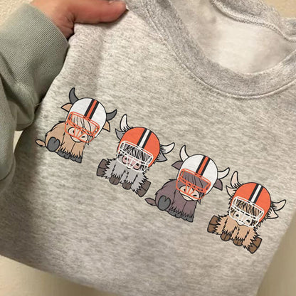 Custom Highland Cow College Football Sweatshirt