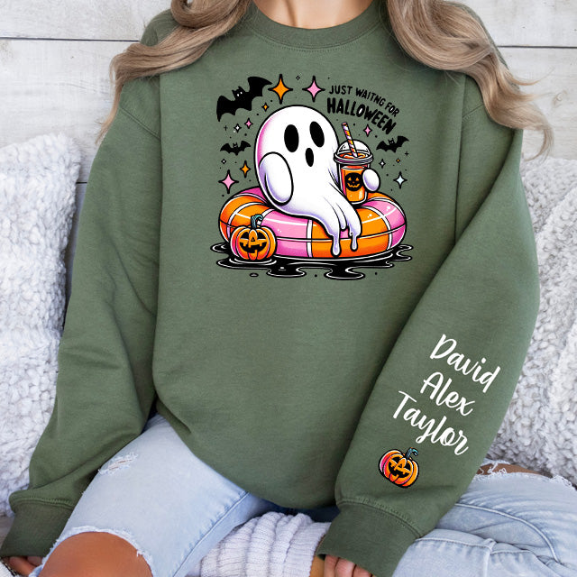 Custom Family Just Waiting For Halloween Print Sweatshirt