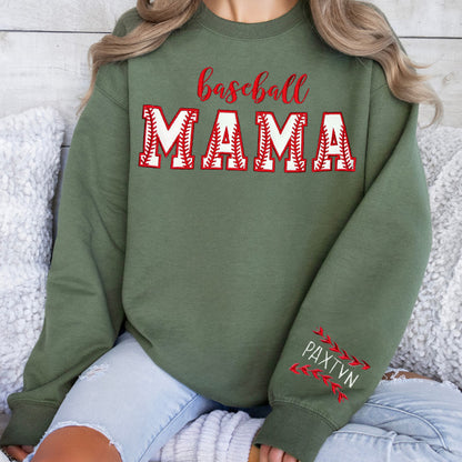 Custom Embroidery baseball Mama Sweatshirt