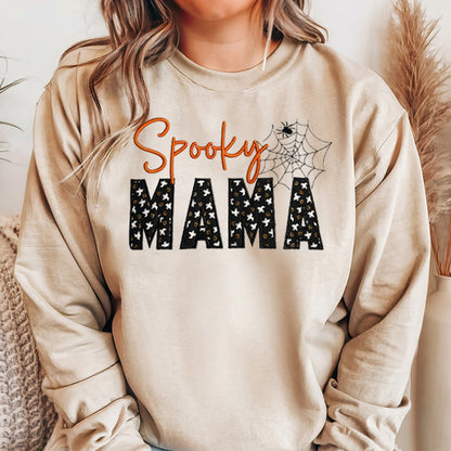 Spooky MAMA shirt for Halloween, Embroidered halloween shirt