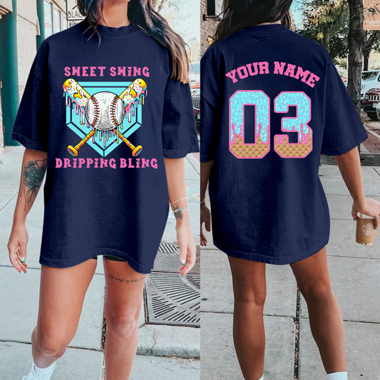 Sublimation Ice Cream Drip,softball Game Day T-Shirt